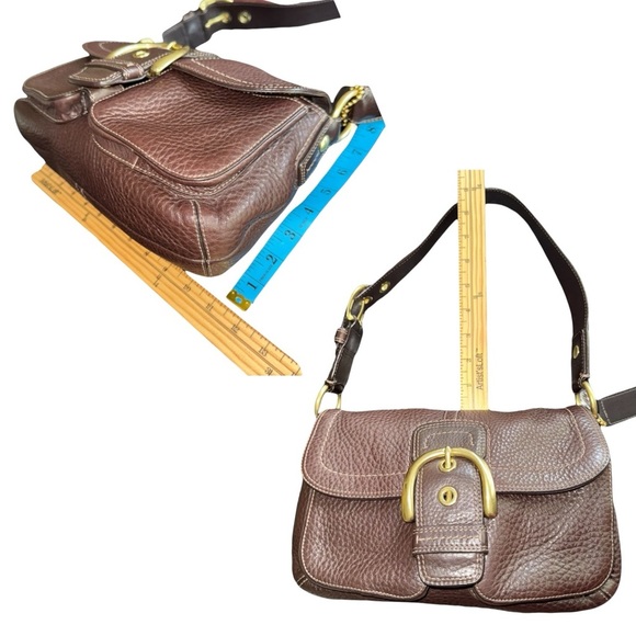 Coach Signature Sufflette Pebbled Leather Shoulder Chocolate Brown SOHO - Picture 16 of 17